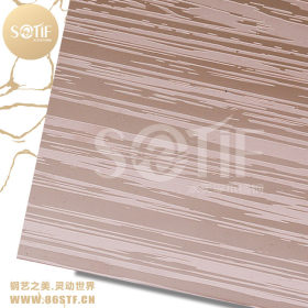这款不锈钢玫瑰金木纹蚀刻装饰板适用于酒店工程室内装潢设计