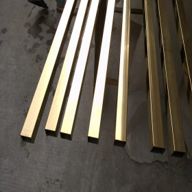 佛山厂家直销304不锈钢黄钛金光面方管19*19mm实厚0.7-2.8毫米
