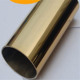 304不锈钢黄钛金圆管外径40mm光面/拉丝不锈钢圆通直径40毫米