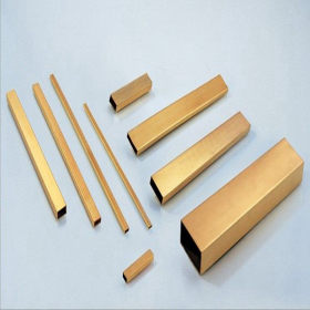 佛山厂家直销304不锈钢黄钛金光面方管23*23mm实厚0.8-3.5毫米