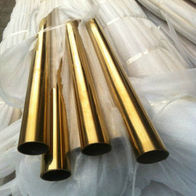 201亮光黄钛金不锈钢圆管 佛山电镀厂家加工钛金 玫瑰金 黑钛金